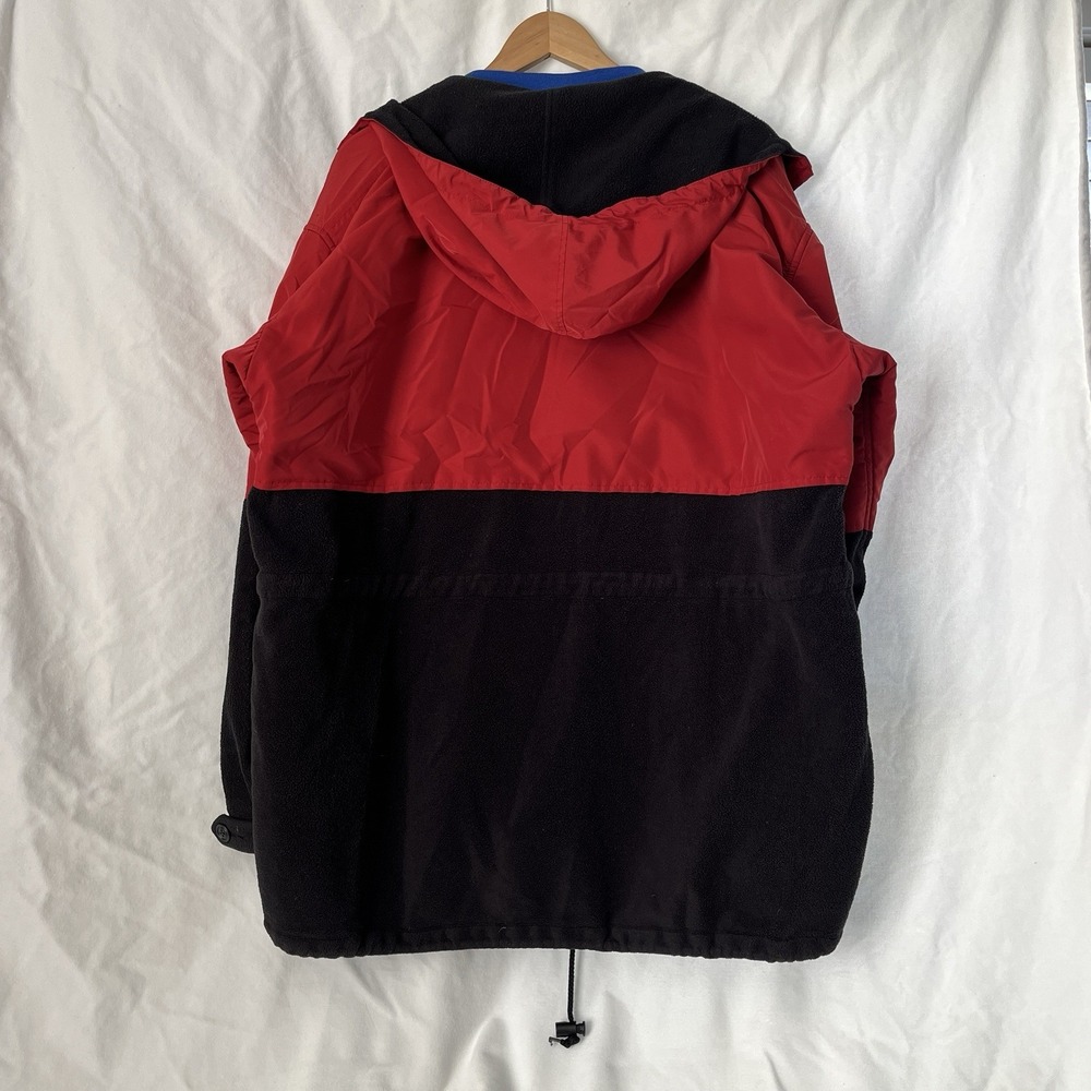 Polo Sport Ralph Lauren Jacket Men L Red Black Fleece Nylon Hooded Vintage 90s - Picture 3 of 16
